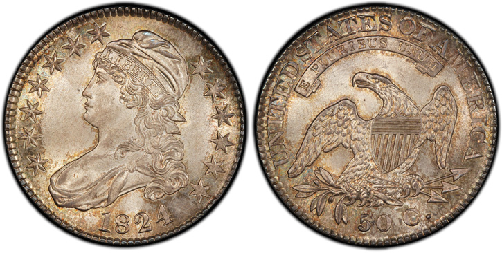 1824 Capped Bust Half Dollar. O-116. MS-66+ (PCGS).